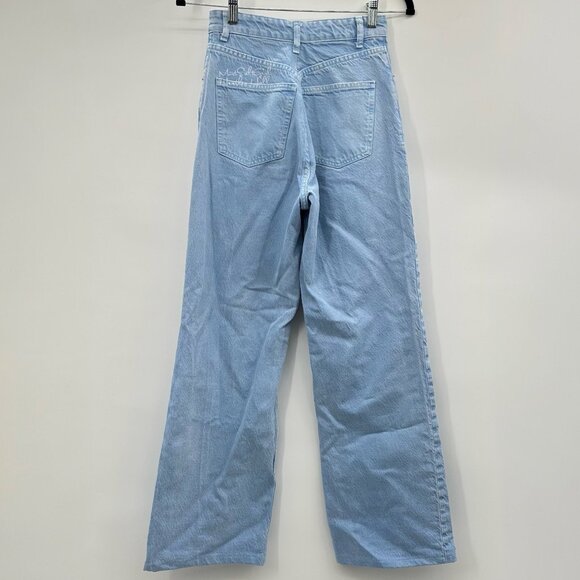 Zara Light Blue Ultra High Rise Wide-Leg Denim Jeans Size 24 - Picture 3 of 4